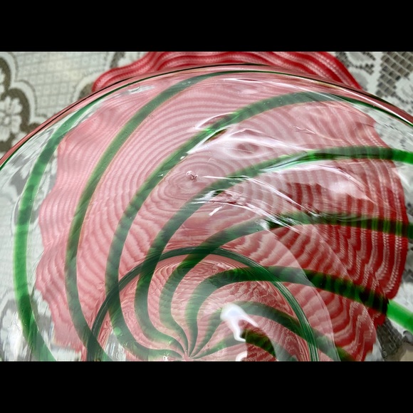 VINTAGE SWIRL ART GLASS HAND BLOWN GLASS PLATE - Picture 5 of 6